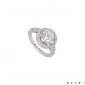 Graff White Gold Diamond Halo Ring 2.00ct F/VS1 XXX